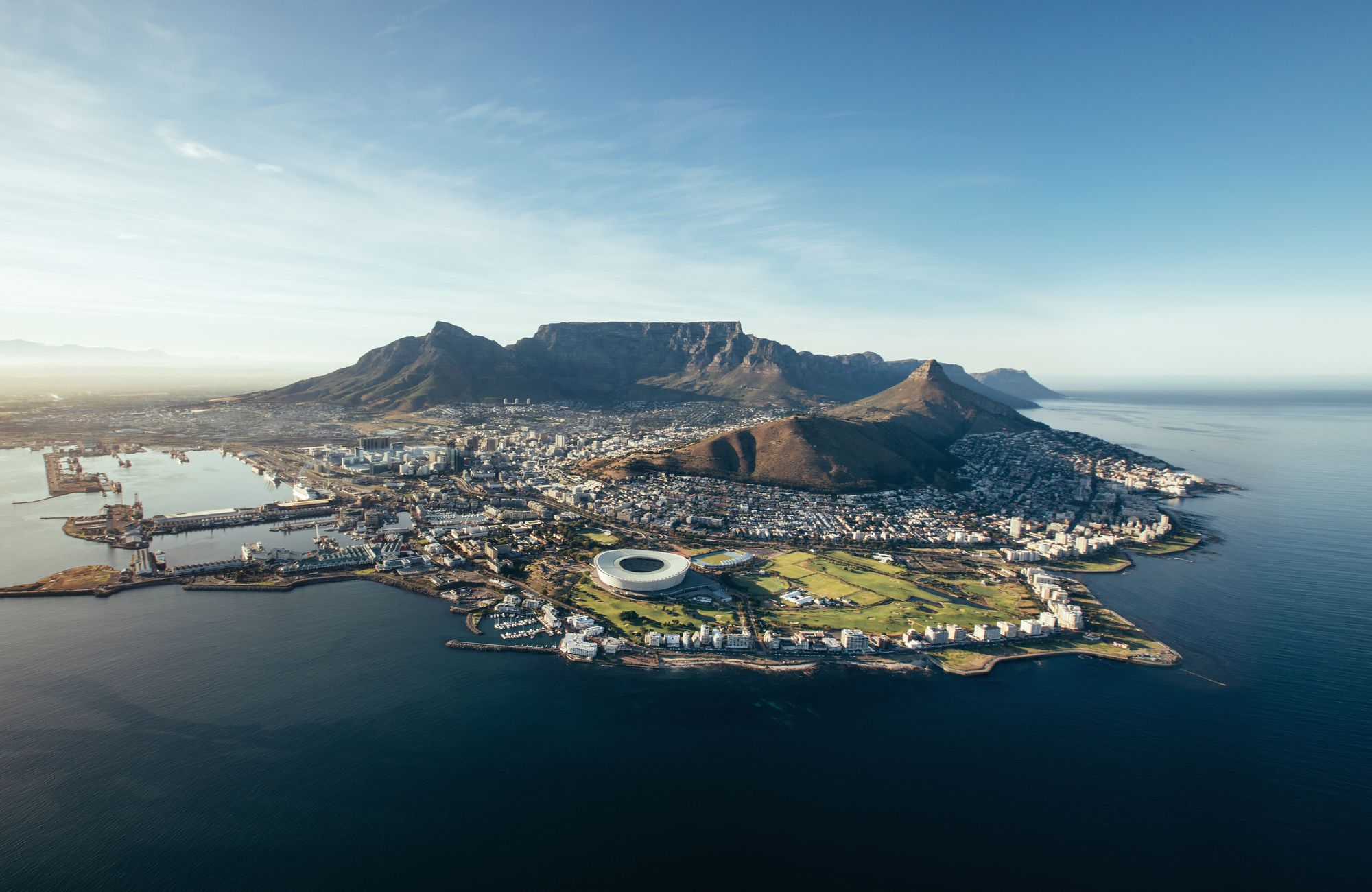 Kaapstad gezien van uit de lucht