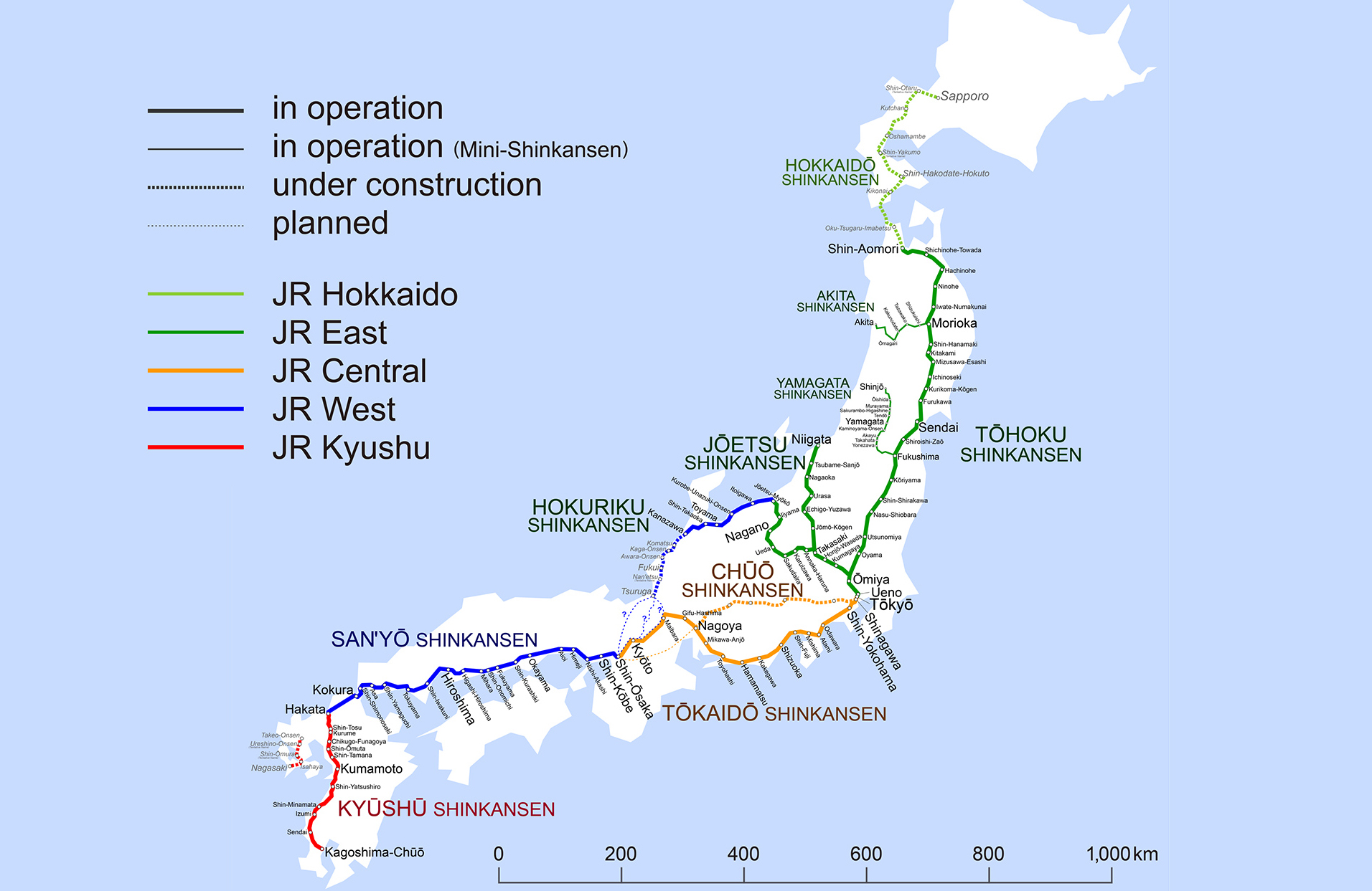 Kaart van het treinnetwerk | Treinreis Japan | KILROY