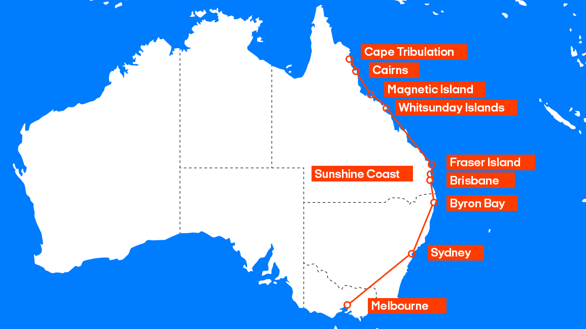 Australia East Coast Map