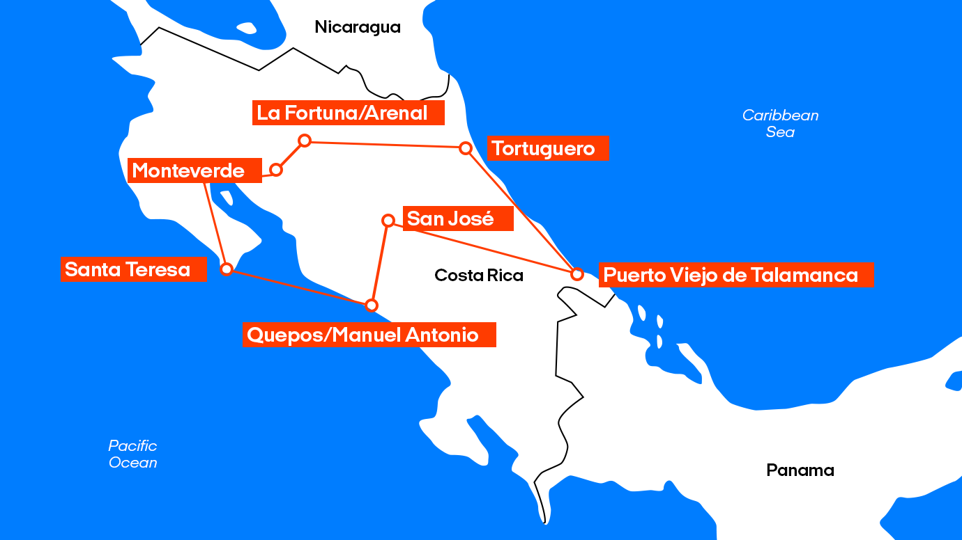 Costa Rica Map Backpackroute